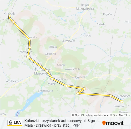 Поезд LKA: карта маршрута