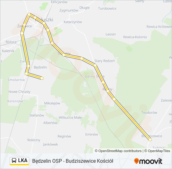 Mapa linii autobus LKA