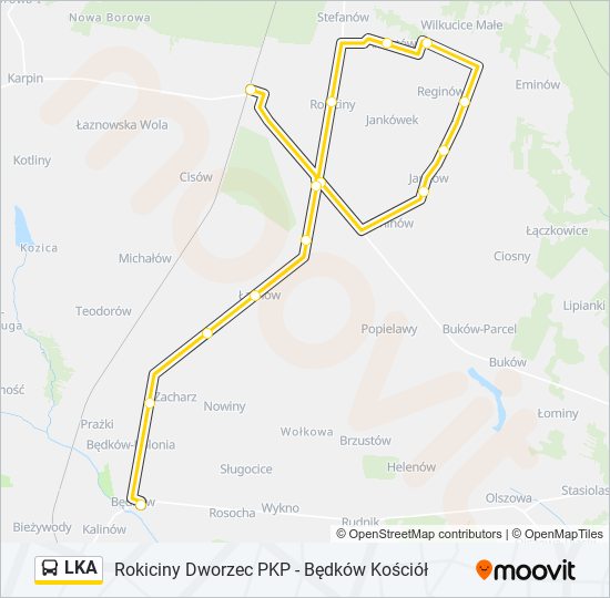 Mapa linii autobus LKA