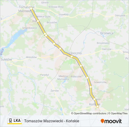 Mapa linii kolej LKA