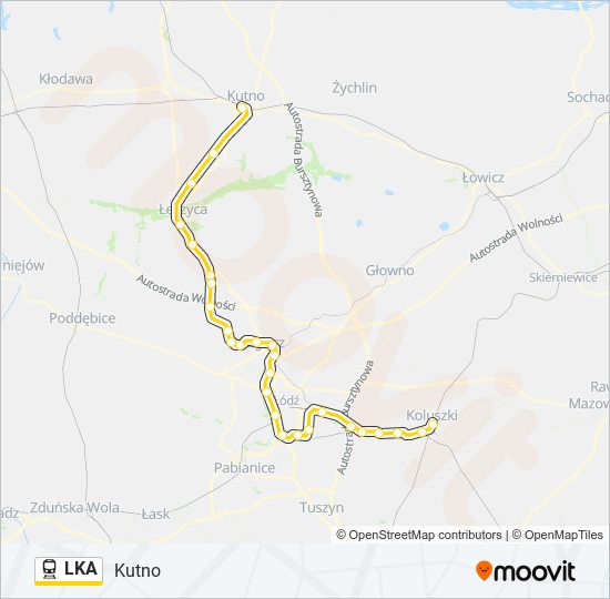 Mapa linii kolej LKA