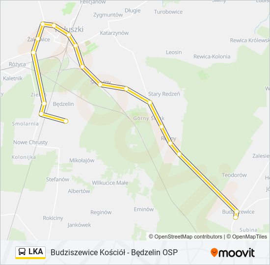 Mapa linii autobus LKA