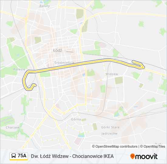 75A bus Line Map