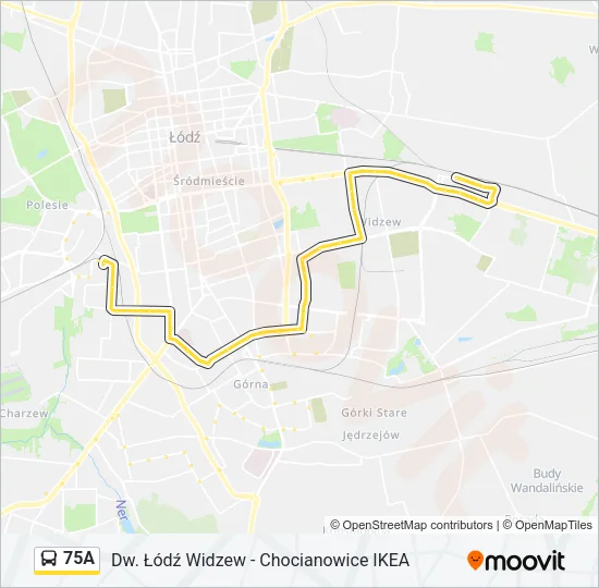 Автобус 75A: карта маршрута