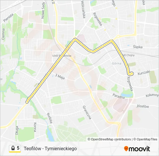 Трамвай 5: карта маршрута