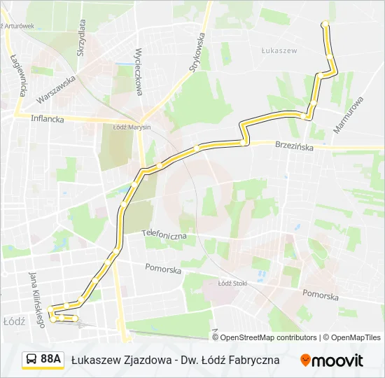 Автобус 88A: карта маршрута