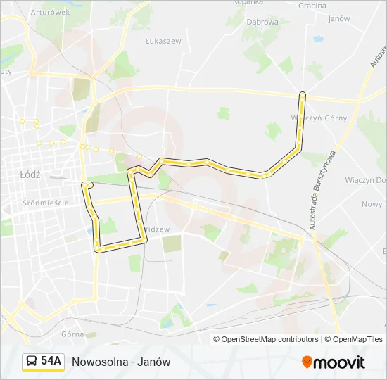 54A Bus Line Map