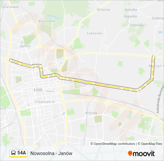 Автобус 54A: карта маршрута