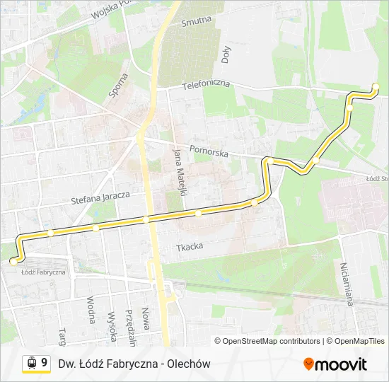 Трамвай 9: карта маршрута