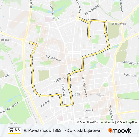 N6 bus Line Map