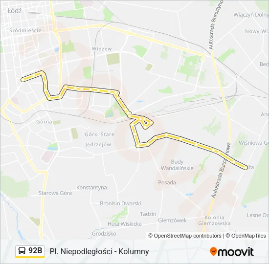 92B Bus Line Map