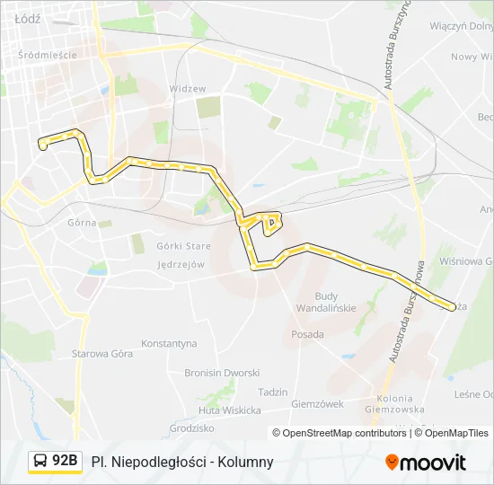 92B Bus Line Map