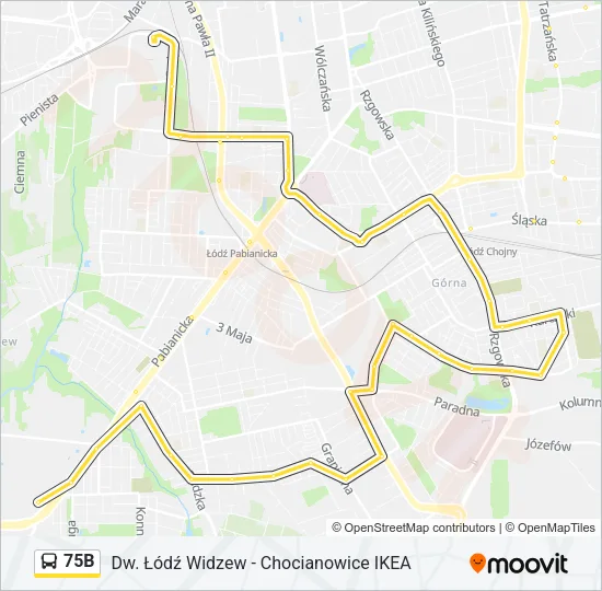 75B Bus Line Map