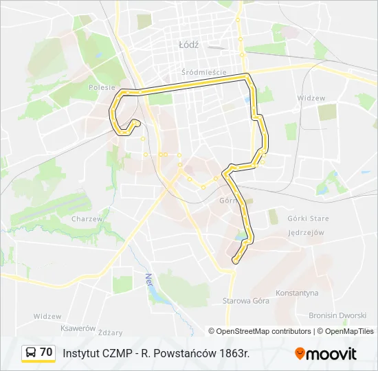 Автобус 70: карта маршрута