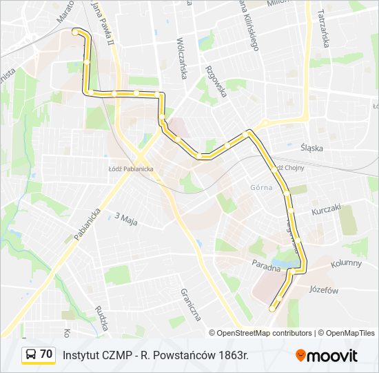 70 bus Line Map