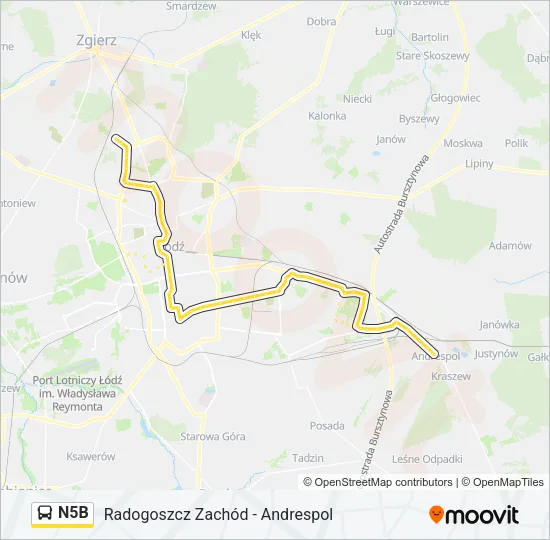 N5B Bus Line Map