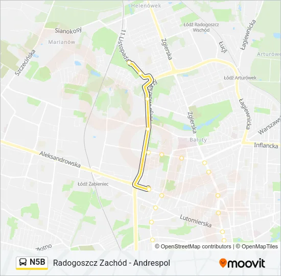 N5B Bus Line Map