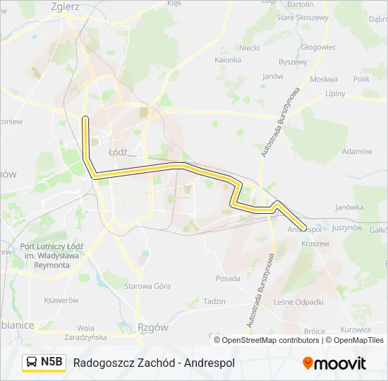 N5B Bus Line Map