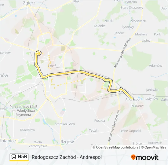 N5B Bus Line Map