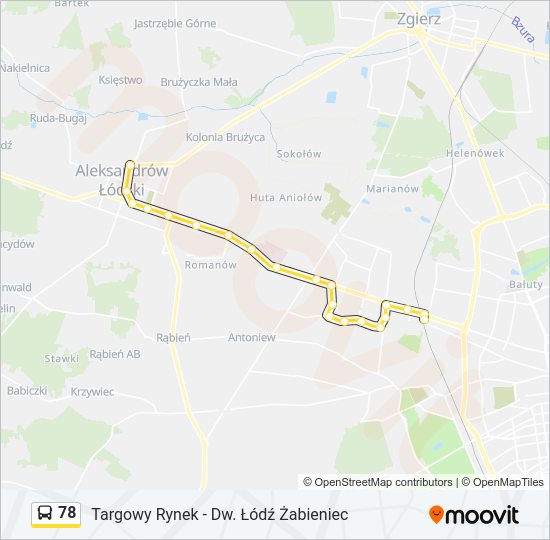 Автобус 78: карта маршрута