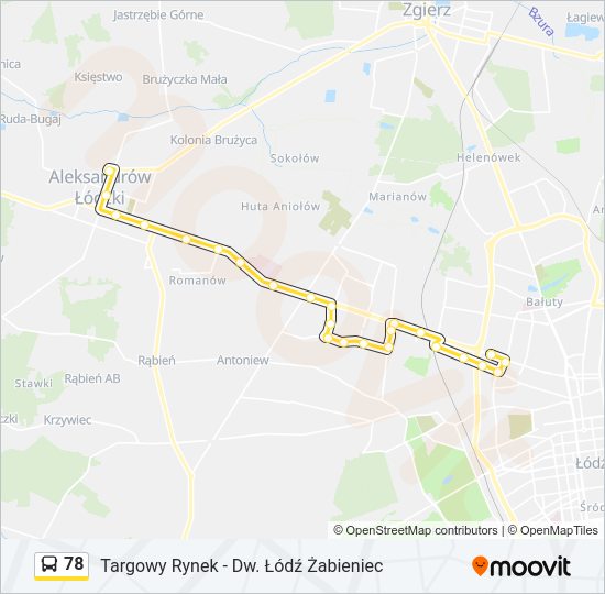 Автобус 78: карта маршрута