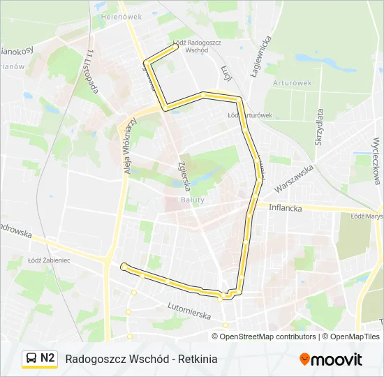 N2 Bus Line Map