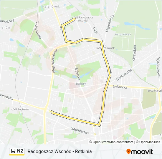 N2 Bus Line Map