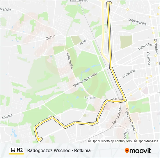 N2 Bus Line Map