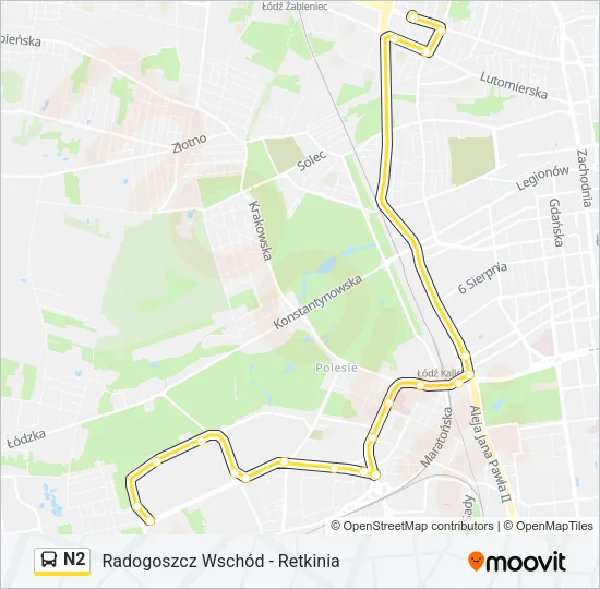 N2 Bus Line Map