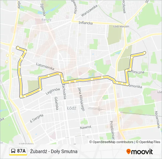 Автобус 87A: карта маршрута