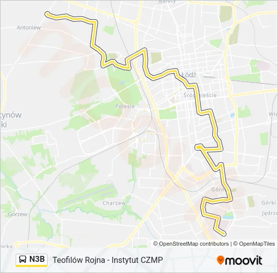 N3B Bus Line Map