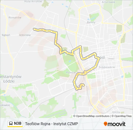 N3B Bus Line Map