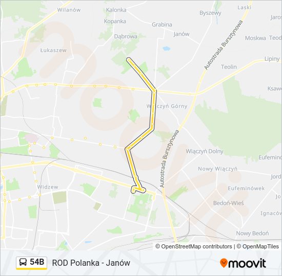 54B bus Line Map