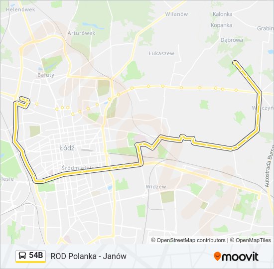 54B bus Line Map