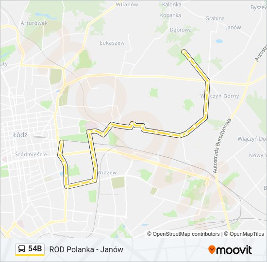 54B bus Line Map