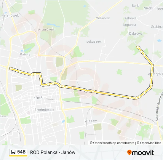 Автобус 54B: карта маршрута
