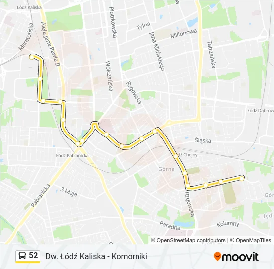 Автобус 52: карта маршрута