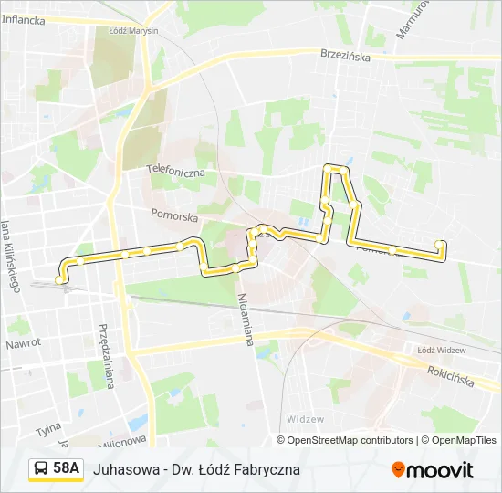 Автобус 58A: карта маршрута