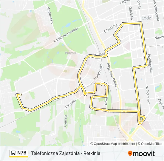 N7B Bus Line Map