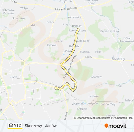 91C bus Line Map