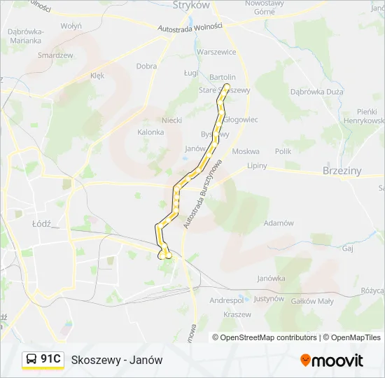 91C Bus Line Map