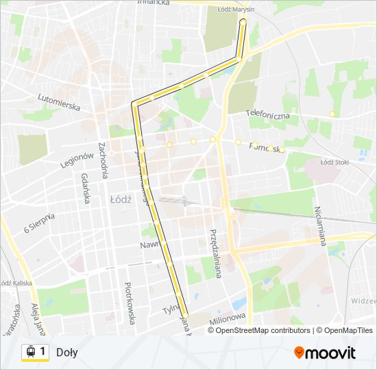 1 light rail Line Map