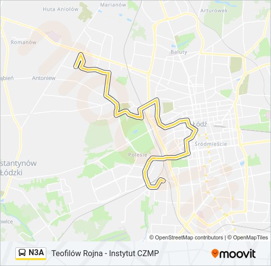 N3A bus Line Map