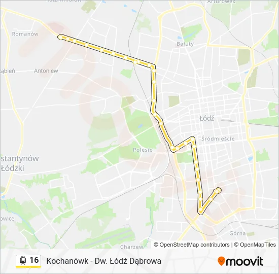 Трамвай 16: карта маршрута