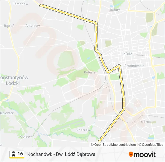 Трамвай 16: карта маршрута