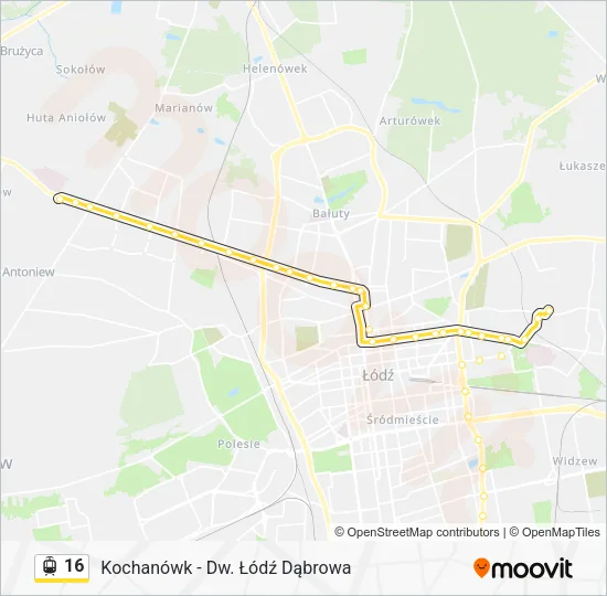 Трамвай 16: карта маршрута