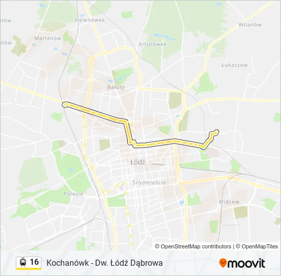 Трамвай 16: карта маршрута