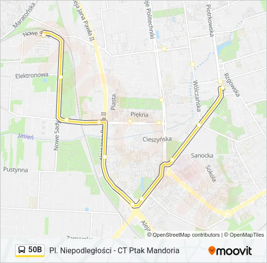 Автобус 50B: карта маршрута