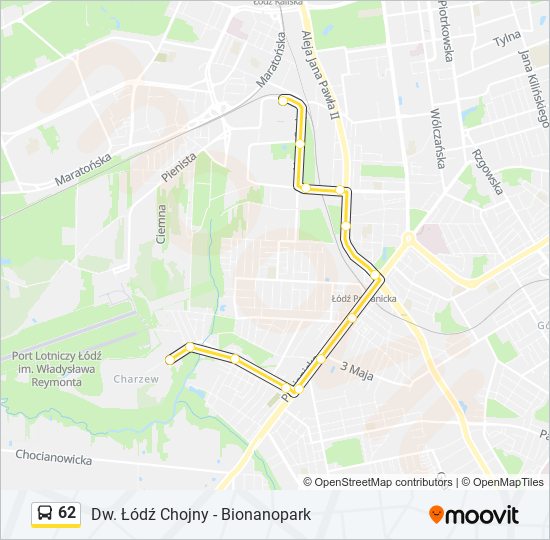 62 bus Line Map