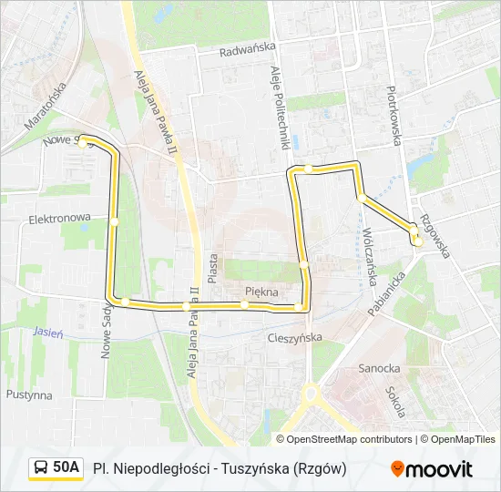 Автобус 50A: карта маршрута